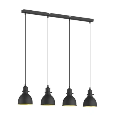 Image of Lindby Jasminka pendant light, black and gold, 4 bulb