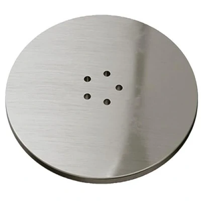 Image of SPARES2GO 110mm Luxury Plug Cover for Shower Trap with 90mm Tray (Brushed Nickel)