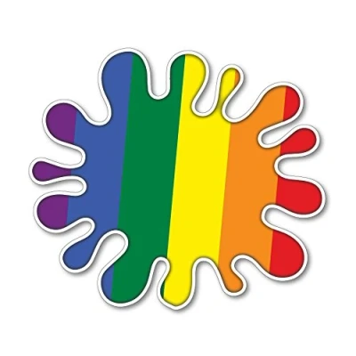 Image of Landing Designs RAINBOW SPLAT LGBT PRIDE FLAG COOL SELF ADHESIVE STICKERS CAR VAN TRUCK