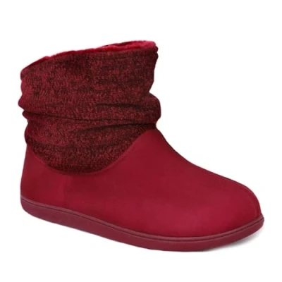 Image of Dunlop Ladies Slippers Comfortable Booties Quality Ankle Memory Foam Boots Indoor Outdoor with Non Slip Sole (Rea Burgundy, UK Footwear Size System, Adult, Women, Numeric, Medium, 6)