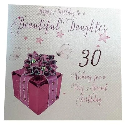 Image of white cotton cards XLWB103 Code Happy Birthday To A Beautiful Daughter 30 Handmade Large 30th Card Present