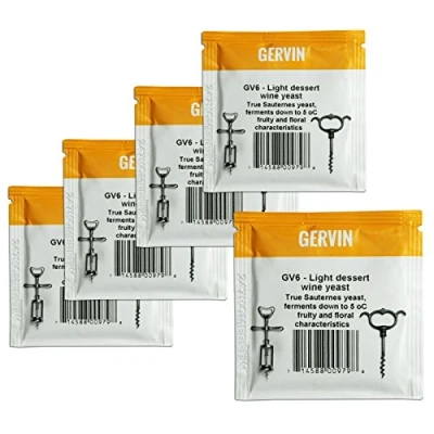 Image of 5x Gervin Wine Yeast 8906 No.6 Orange Label High Alcohol 5g Sparkling 5 23L