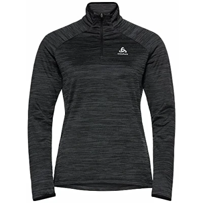 Image of Odlo Women Running top with zipper RUN EASY WARM, black melange, L