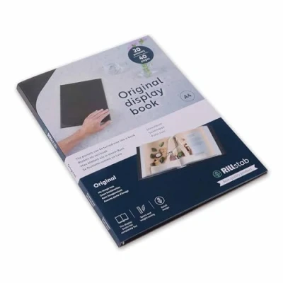 Image of Rillstab Original Display Book (20 Transparent/Clear Pockets) A4 Front Page Ring Binder Portfolio &amp; Project Presentation Folder for Meetings Conferences Poly Clear Pocket Black 99424