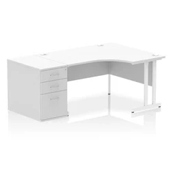 Image of Impulse 1400 RH Crescent Desk Cantilever White/White 800 High Ped