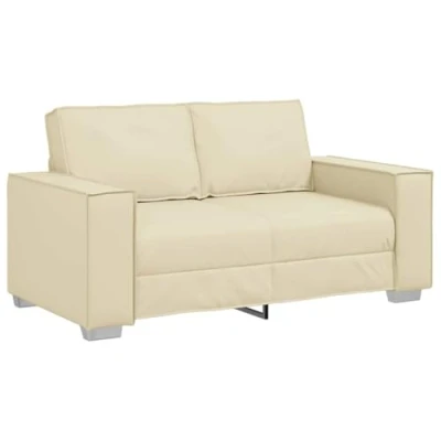 Image of vidaXL Cream Loveseat Sofa 2 Seater Office/Living Room Furniture with Artificial Leather &amp; Versatile Usage Dimensions 160x78x84 cm