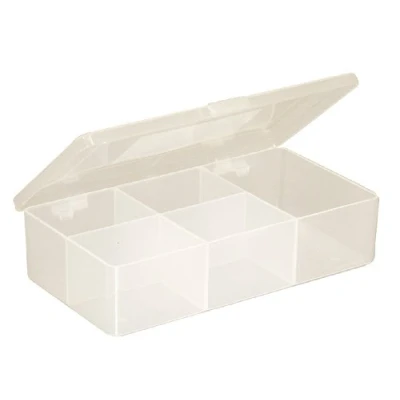 Image of White Size 5 Compartment Box with Hinged Lid and Semi Transparent Finish