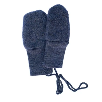 Image of Engel Organic Wool Fleece Newborn Baby Mittens (one size for new born approx. 0 6 months, Blue melange)