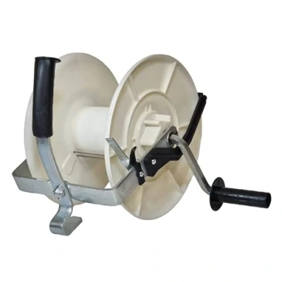 Image of Doblit Large Geared Reel 600m Cpacity Drum, 3:1 Faster Reeling, Insulated Plastic Drum with Lock, Steel Frame and Handle, Includes Wire Guide