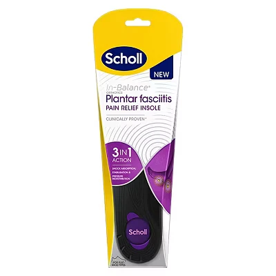 Image of Scholl in Balance Orthotics Plantar Fasciitis Pain Relief Insoles 3 1 for Support and Size Small, UK 4.5 6.5, Pair
