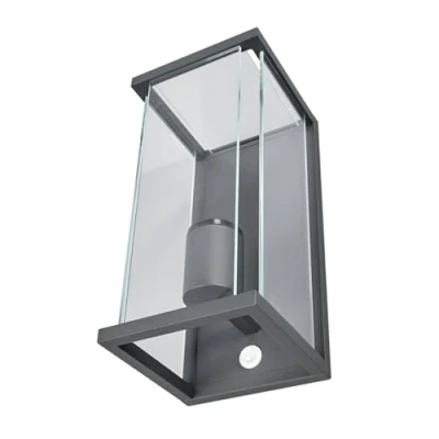 Image of Outdoor Wall Light &#039;Annalea&#039; with Motion Detector (Modern) in Black Made of Aluminium (1 Source, E27) from Lucande lamp for Exterior/Interior Walls, House, Terrace und Balcony