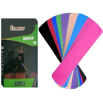 Image of NELLHOMY 80Pcs Kinesiology Tape, Waterproof Physio Sport K Tape，Physio Sports Original Cotton Elastic Premium Athletic Tape for Muscle Pain Relief and Joint Support