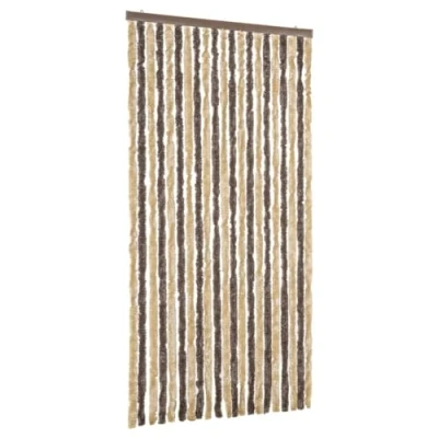 Image of vidaXL Fly Curtain Dark Brown and Beige 90x220 cm Chenille