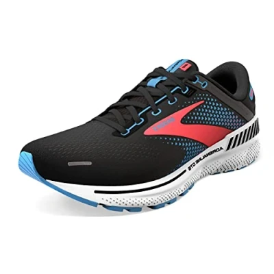 Image of Brooks Women&#039;s Adrenaline Gts 22 Sneaker, Black Lake Blue Coral, 4 UK