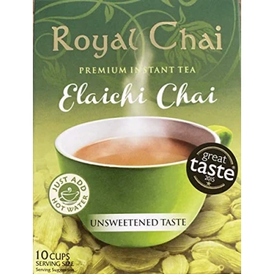 Image of Royal Chai Elaichi Unsweetened 10 Single Serving Sachets Premium Instant Tea