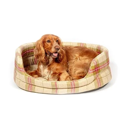 Image of Danish Design Newton Moss Orange Brown Check Machine Washable Dog/Puppy Slumber Bed 21 Inch
