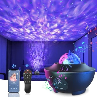Image of Lysumurl Galaxy Projector, Starry Night Light Colour Changing Music Projector with Remote Control &amp; Timer, Star Lamp for Bedroom Room Decor