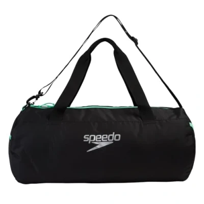Image of Speedo Duffel Bag Swimming Gym Bags Holdall Kit Bag, Black/Green Glow, One Size