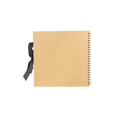 Image of KARRMA LTD. 20x20 CM Medium Scrapbook Photo Album Brown Square Scrap book with 50 sheets/100 pages and Ribbon Closure Ideal for Wedding Family Baby Vacation Arts Crafts DIY