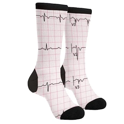 Image of EujGvboU Men&#039;s Women&#039;s Funny Novelty Crazy Crew Socks, Heart Cardiology