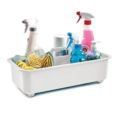 Image of Snips White Undersink Organiser Under Sink Basket with Wheels Made in Italy