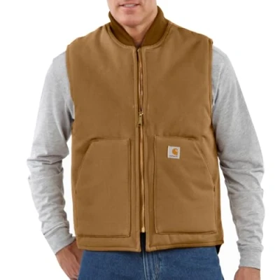Image of Carhartt Men&#039;s V01 Relaxed Fit Firm Duck Insulated Rib Collar Vest, Brown, M