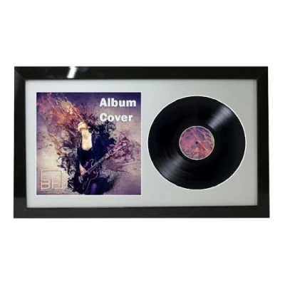 Image of 12&quot; / 10&quot; 7&quot; Double Vinyl LP Record and Album Cover Frame Memorabilia Wall Display (Black Gloss, 7&quot;)