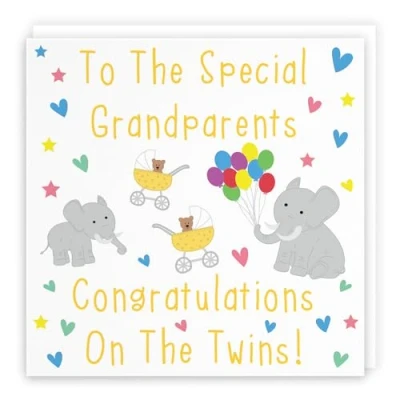 Image of Hunts England Congratulations New Baby Twins Card For The Grandparents To Special On Twins! Iconic Collection