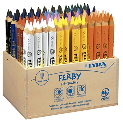 Image of LYRA Ferby Wooden Chunky Coloured Pencils, Schoolpack, 96 Pieces in Assorted Colours, Ideal for Children &amp; Schools