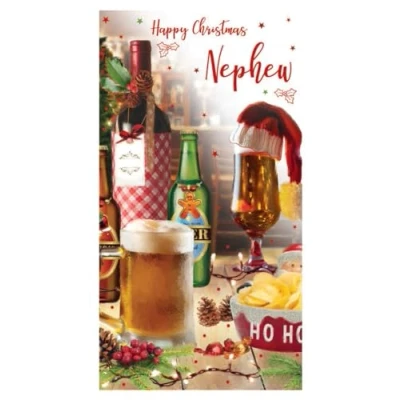 Image of ICG Nephew Christmas Card Festive Beers at the Pub with Embossed Foil and Flitter Details