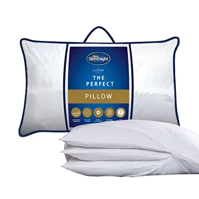 Image of Silentnight Perfect Pillow Adjustable Height to Suit Back, Front and Side Sleepers with Soft, Medium Firm Support Machine Washable Hypoallergenic Hotel Quality Luxury Bed Pillow, White