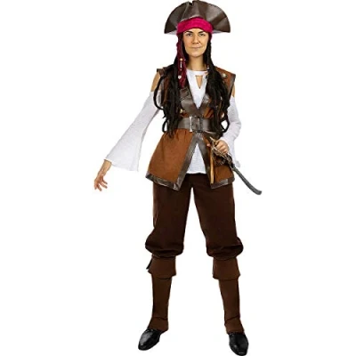 Image of Funidelia Pirate Costume Caribbean Collection for woman Corsair, Buccaneer adults accessory fancy dress &amp; props Halloween, carnival parties Size S Brown