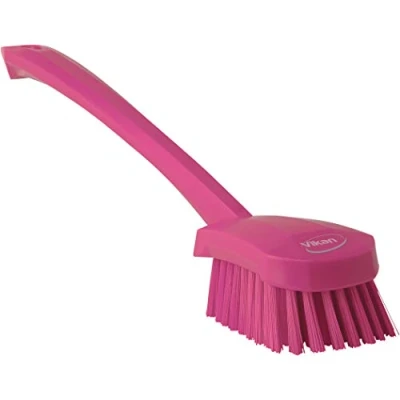 Image of Vikan 41861 Hand Held Brush, Polypropylene, Polyester Bristle, 15 3/4&quot;, Pink
