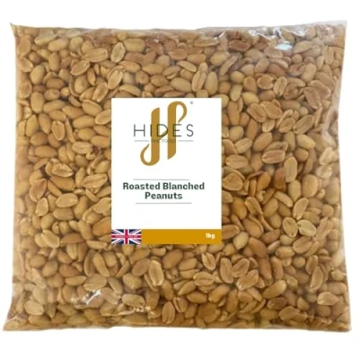 Image of Hides Fine Foods Unsalted Roasted &amp; Blanched Peanuts 1kg GMO Free Suitable for Vegetarians Baking Desserts Cakes Cookies Cooking Salads Snacking