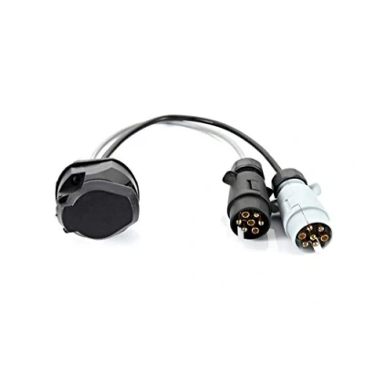 Image of Leisurewize Twin Electric (12N/12S) Car to Caravan Adaptor, 13 Pin 7 Pin, With Lid on Plug (LW654)
