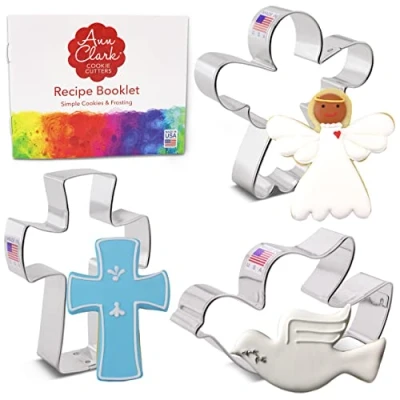 Image of Religious Christmas Cookie Cutters 3 Pc. Set Made in USA by Ann Clark, Angel, Cross, Dove