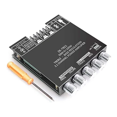 Image of WANGCL 2x50W +100W 2.1 Channel Subwoofer Amplifier Board with Treble and Bass Control Dual TPA3116 Chip DC 12 24V Bluetooth AUX Inputs DIY Wireless Speakers AMP