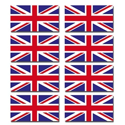 Image of 8 x Glossy Vinyl Stickers Union Jack Small Flag Flags Helmet Bike Motorbike #0064 (1.5cm Tall 2.75cm Wide)