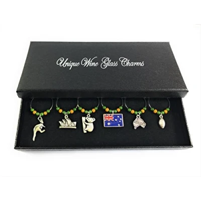 Image of Libby&#039;s Market Place Australian Australia Wine Glass Charms with Gift Box