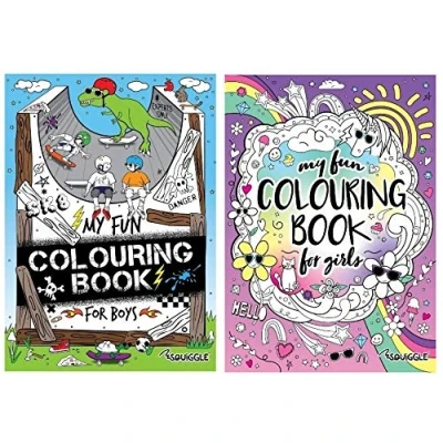 Image of Squiggle My Fun A4 Colouring Books, Boys &amp; Girls Set of 2