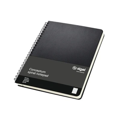 Image of SIGEL CO822 Spiral Notepad, approx. A5, squaRed, hardcover, Black Conceptum