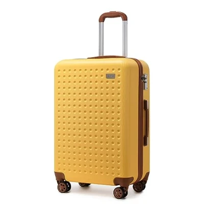 Image of Kono Medium Suitcase 4 Wheels Durable ABS Hard Shell 24&quot; Luggage Suitcases Lightweight Check in Hold with TSA Lock YKK Zipper(67cm 65L, Yellow)