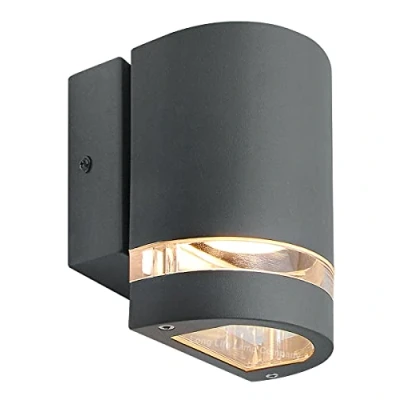 Image of Long Life Lamp Company Modern External Single Wall Light Outdoor Waterproof Clear Diffuser with GU10 4w Warm ZLC335BK