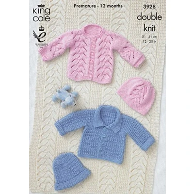 Image of King Cole Babies Jackets, Hats and Blanket Cottonsoft DK Knitting Pattern 3928 by