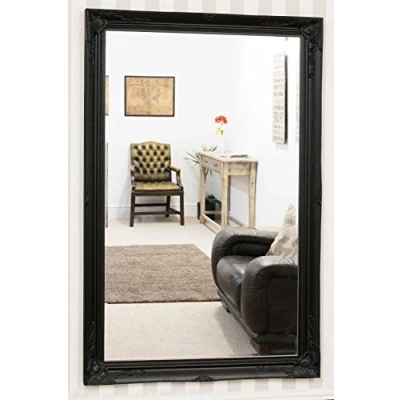 Image of Extra Large Classic Ornate Styled Black Mirror 5ft7 x 3ft7 (170cm 109cm)