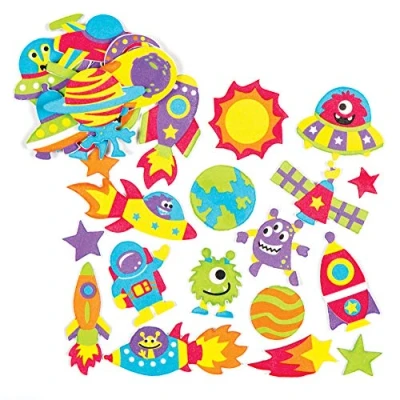 Image of Baker Ross AC111 Space and Alien Foam Stickers (Pack of 120) Self Adhesive Puffy Scrapbook