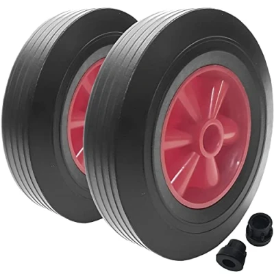 Image of 10&quot; Solid Wheel Rubber Tyre Puncture Proof Wheelbarrow Sack Truck Cart Heavy Duty with 20mm Axle Bore 2x Wheels