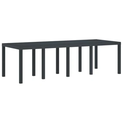 Image of vidaXL Large Anthracite Outdoor Patio Table, Durable Plastic Rectangular Dining Table 250x100 cm, Seats 10 for Garden/Deck