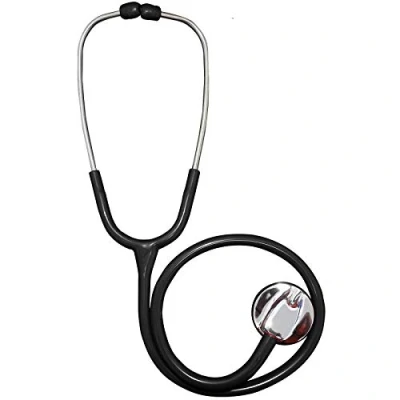 Image of Premium Stainless Steel Cardiology EMT Single Head Doctors Nurses Stethoscope, Foam Lined Carry Case + Spares Box Black