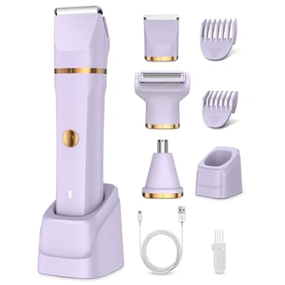 Image of Lady Shavers for Woman,Bikini Trimmer Women 3 in 1 Wet and Dry,Pubic Hair IPX7 Waterproof,Rechargeable Nose Trimmer,Advanced Pain Free Electric Razor Body Legs Underarm